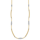 14k Two-Tone Woven Bars and Diamond-cut Beads 16.75 inch Necklace